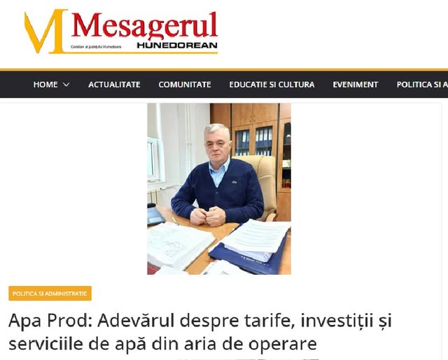 Apa Prod: Adevărul despre tarife, investiții și serviciile de apă din aria de operare